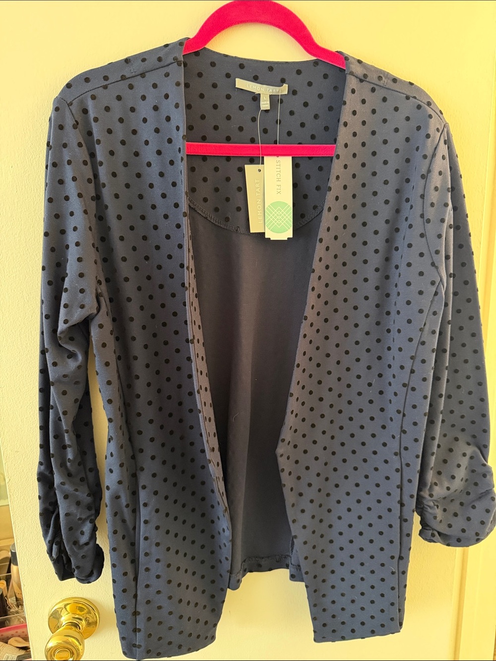 Stitch Fix Women's Navy Polka Dot Open-Front Blazer